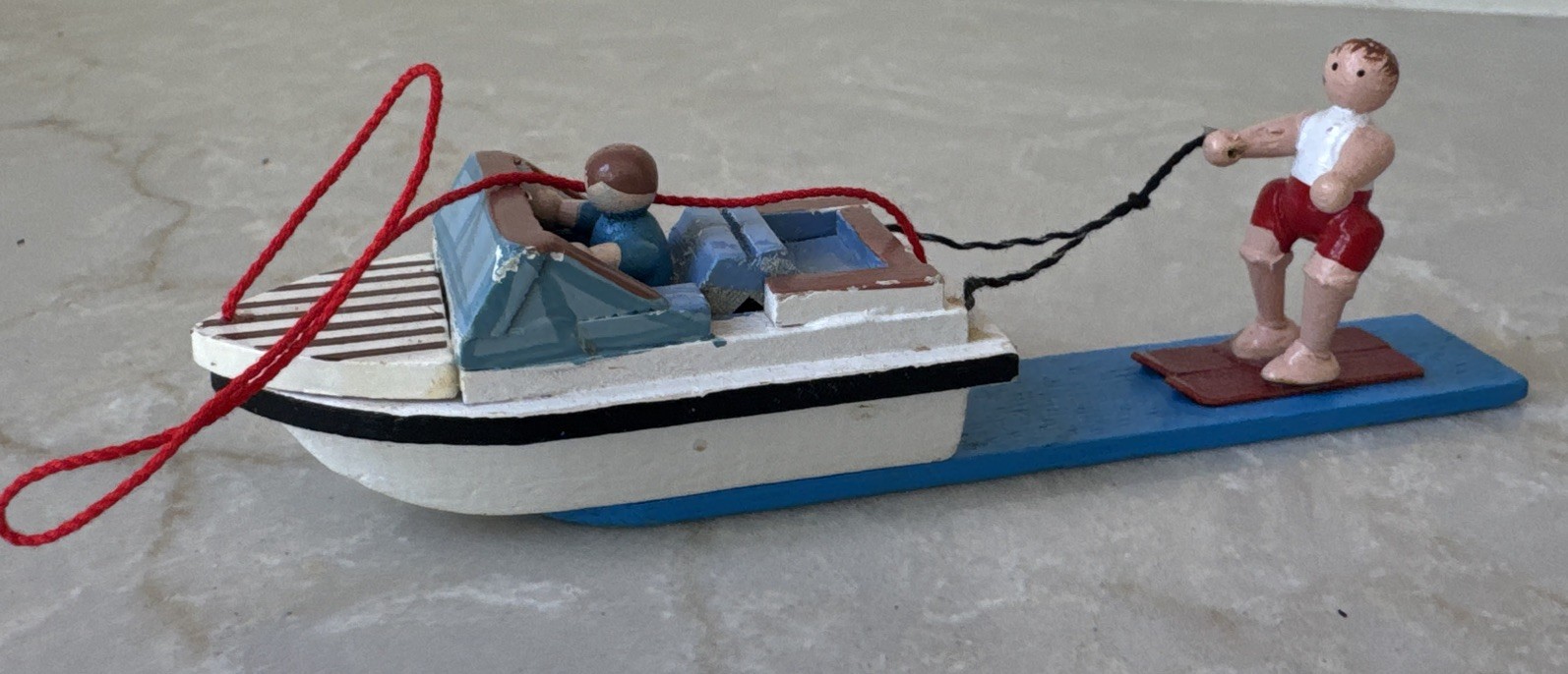 Midwest Importers speed boat and water skier ornament 5” W Sticker