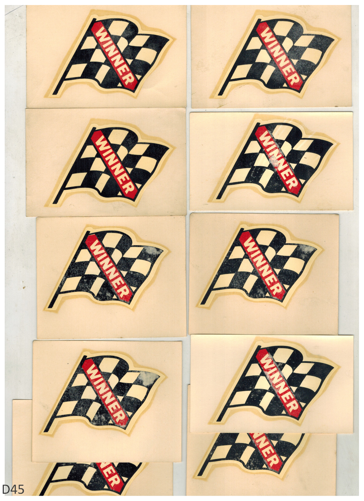 Winner Circle Checkered Flag  VTG 60's Water Slide Decals 10pc   3.75