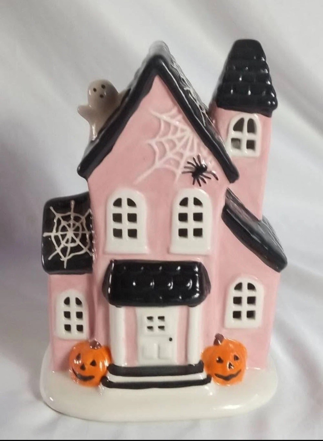 Aldi The Halloween Collection Pink LED Ceramic Haunted House, 8.5\