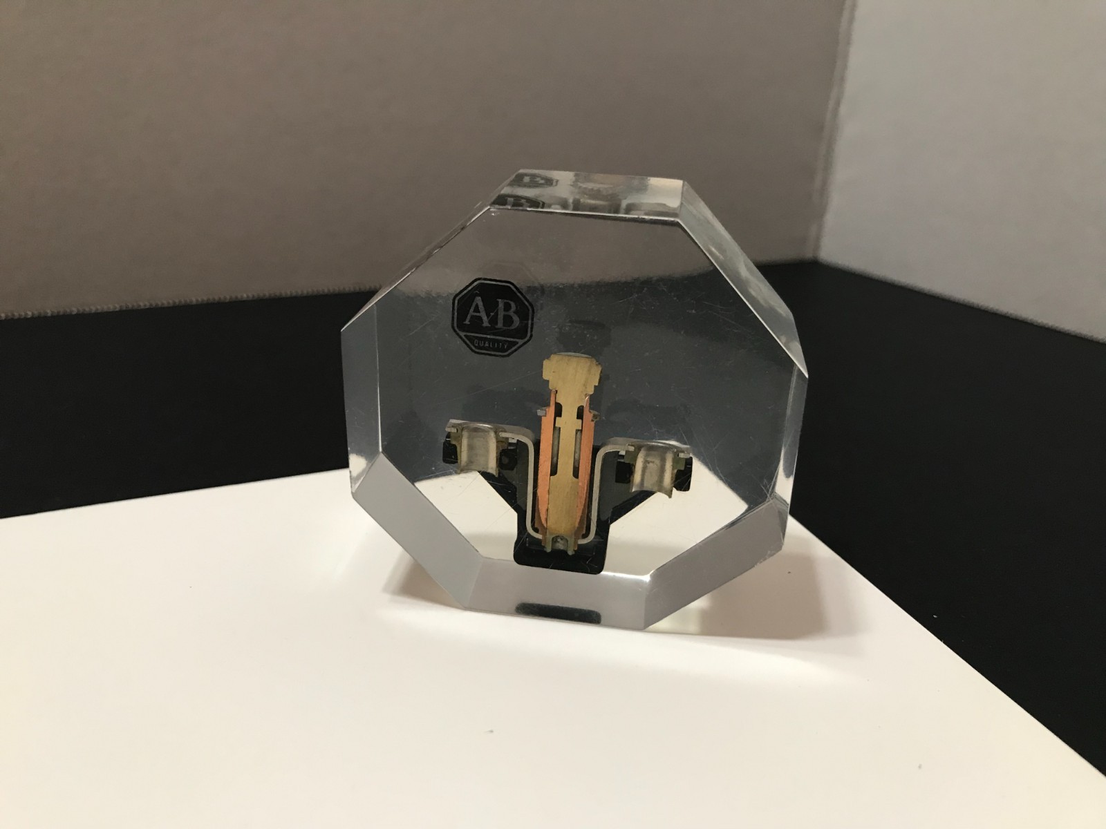 Vintage Allen Bradley - Switch Cutaway In Lucite Promotional Paperweight