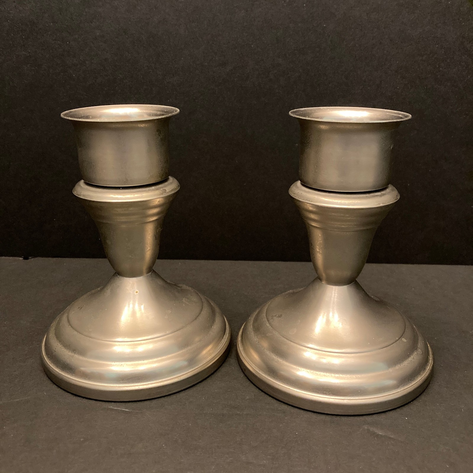Provincetown Pewterlite Candlestick Holders Vtg Convertible F.B. Rogers Taper