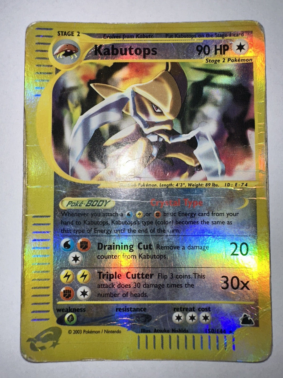 Pokemon Kabutops 150/144 Skyridge Crystal Type Holo Rare English 90 2003