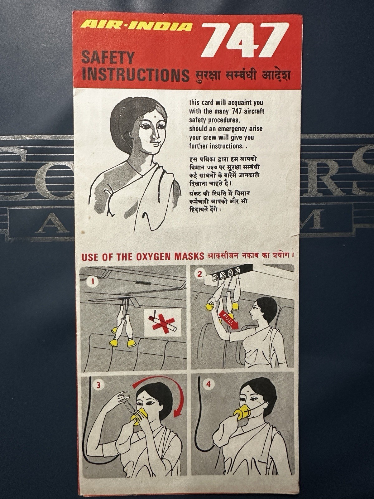 Air India Boeing 747 Safety Card RARE