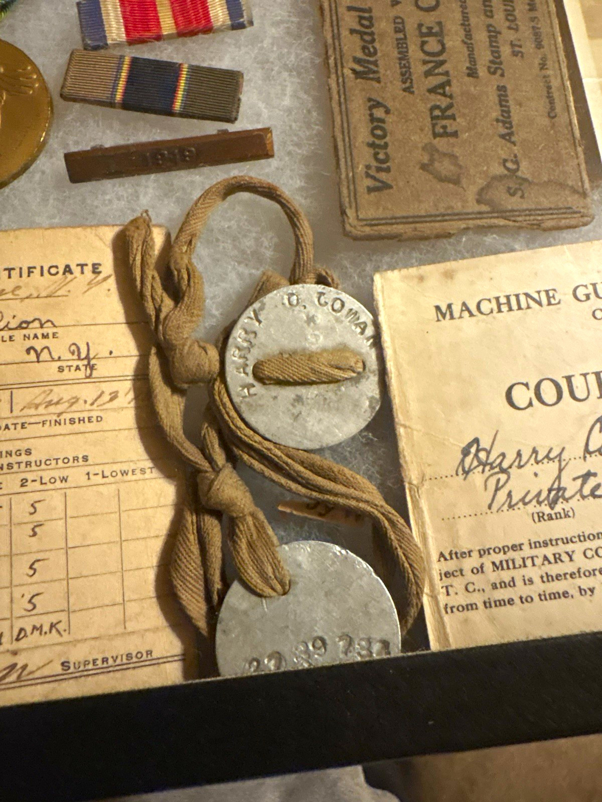 WWI US Army Air Forces Original Documents & Medals Group w/ Dog Tags Photos