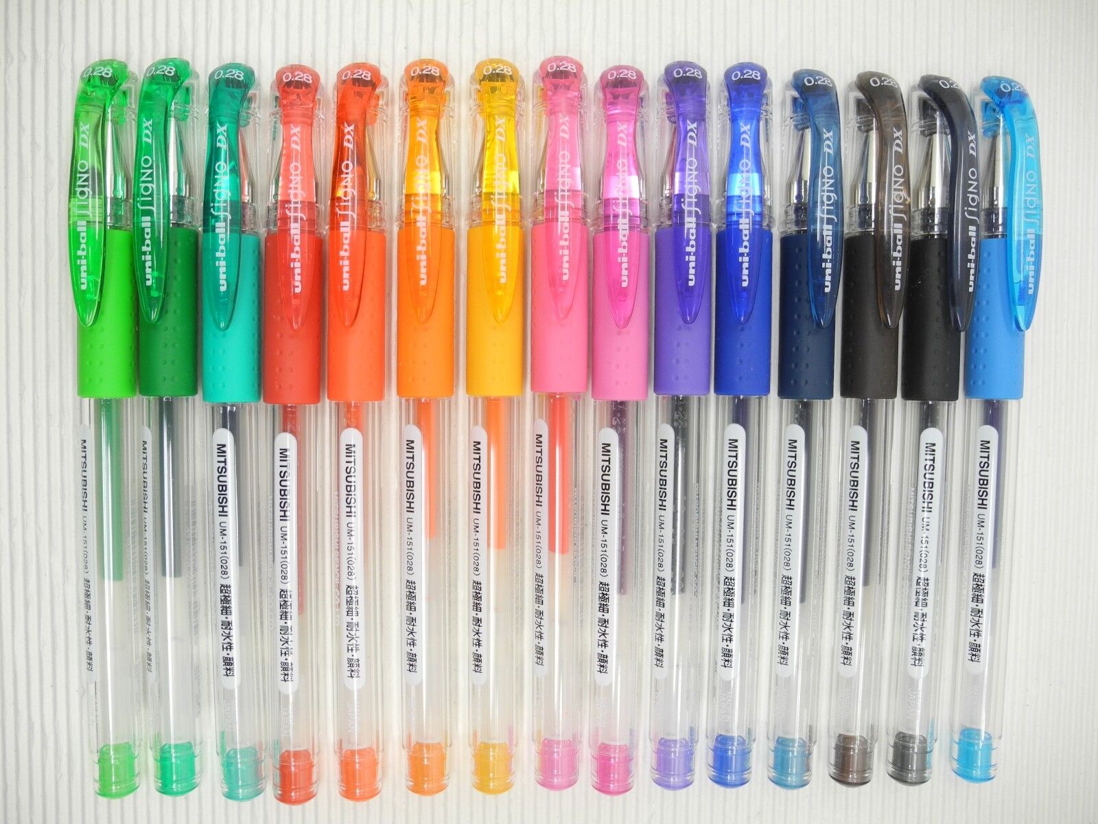 15 Colors set Uni-Ball 0.28mm ultra fine point Roller ball pen gel ink (Japan)