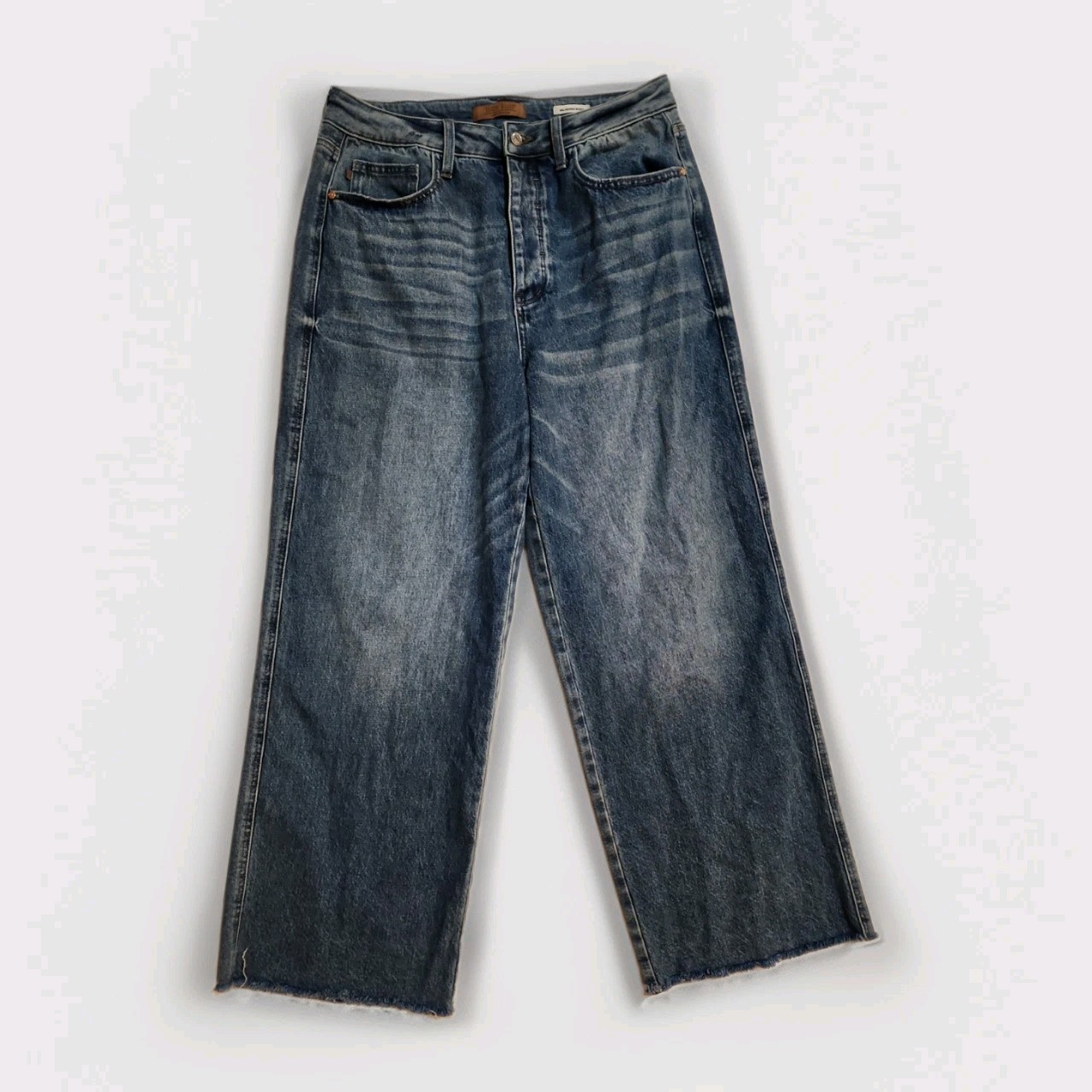 Judy Blue Wilhelmina High Rise Jeans Stretch Baggy Wide Leg 15 Button Fly Raw He