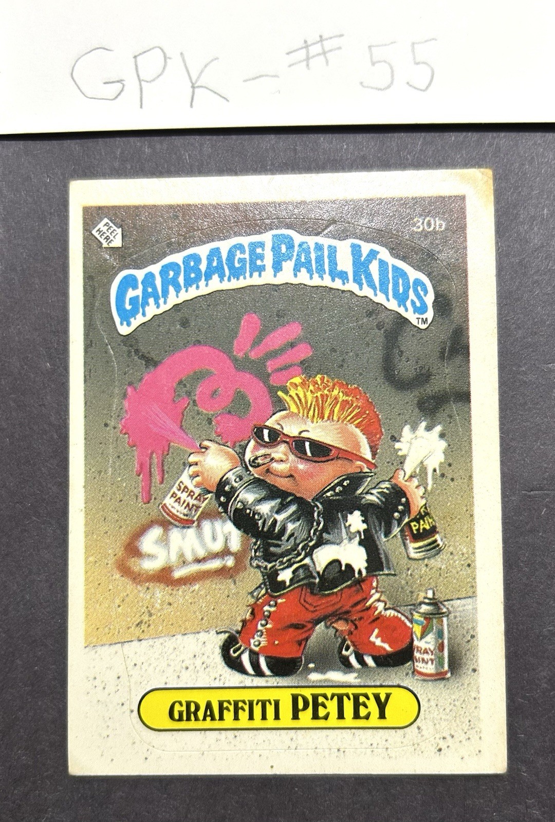 1985 Topps Garbage Pail Kids 1st Series OS1 - Graffiti PETEY Glossy Card #30b