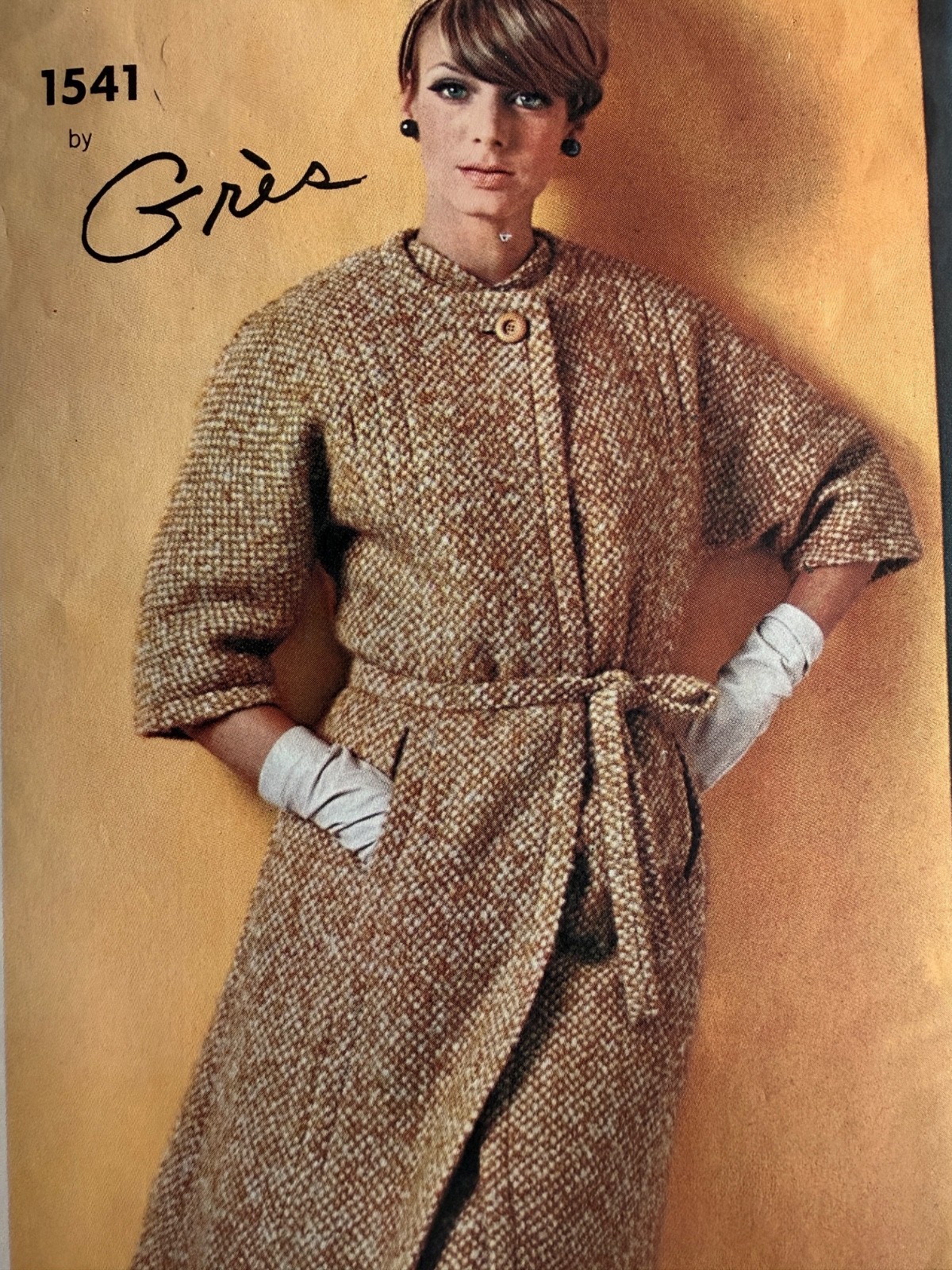 1960's Vogue Paris Original 1541 Grès Coat  & Dress Pattern Sz 18, Complete