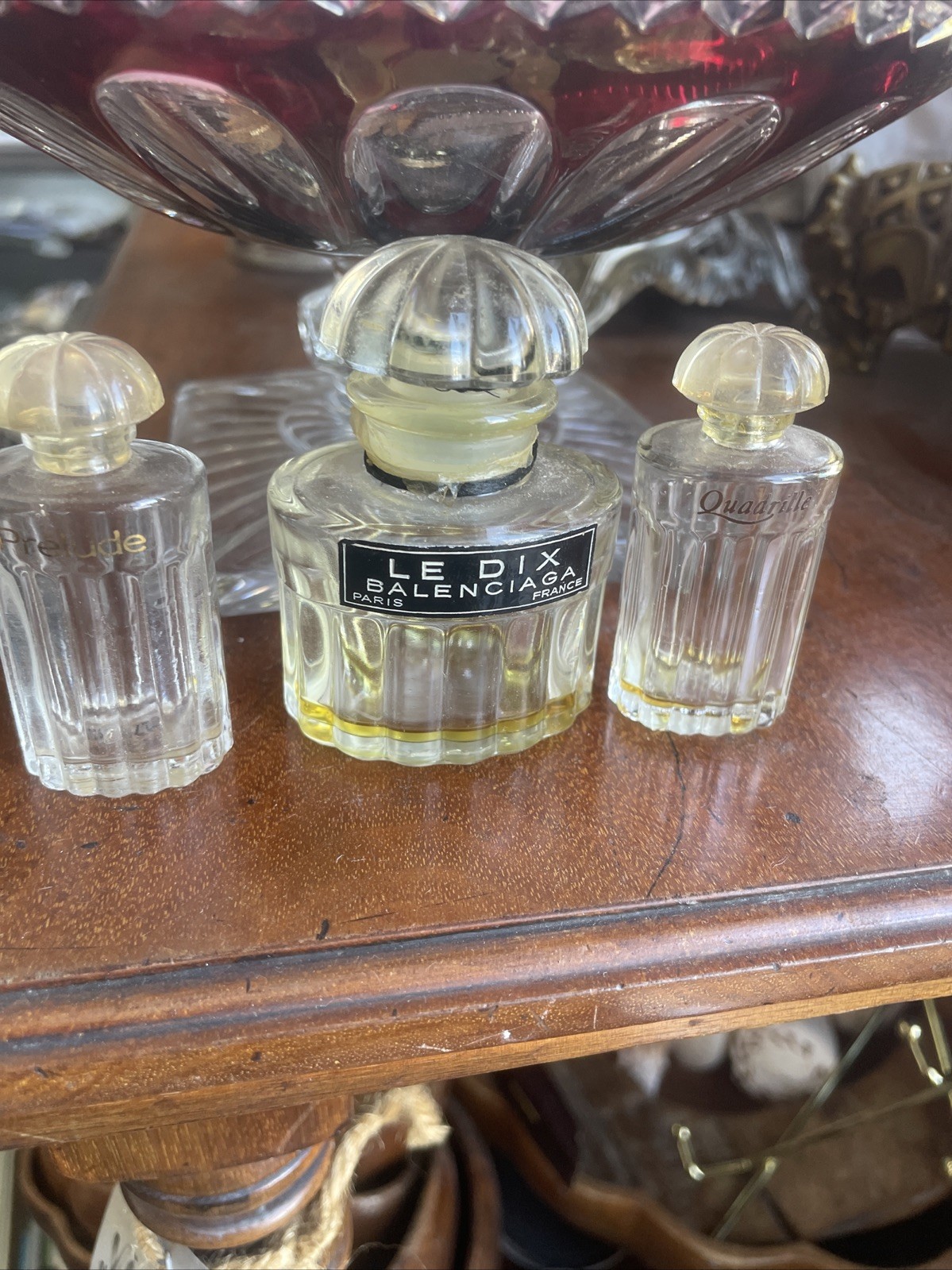 3 vintage balenciaga France Small Perfume Bottles Le Dix Prelude Quadrille