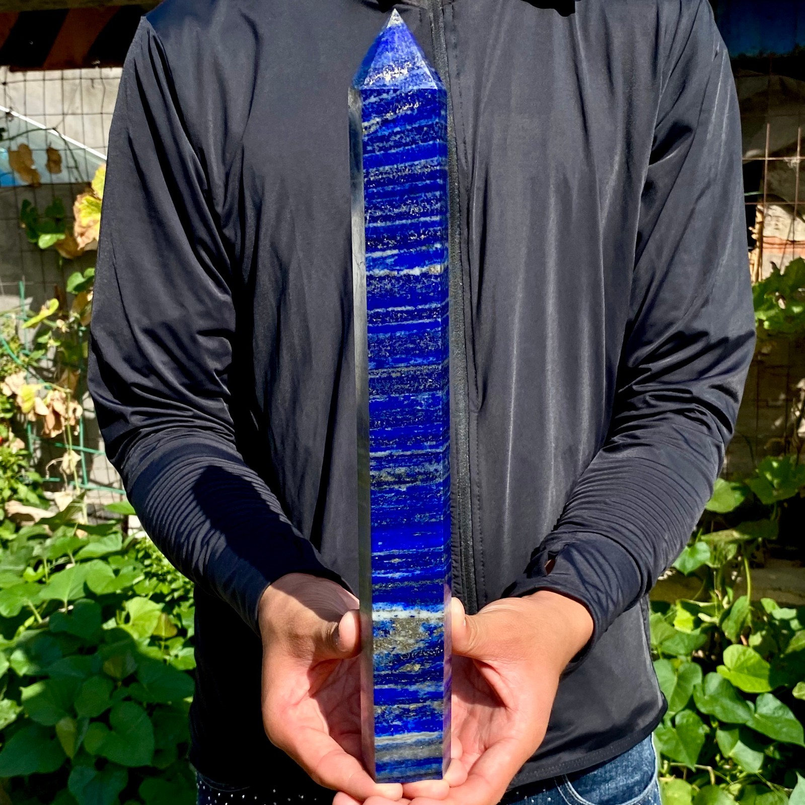 3.22LB Natural lapis lazuli crystal obelisk quartz crystal energy column