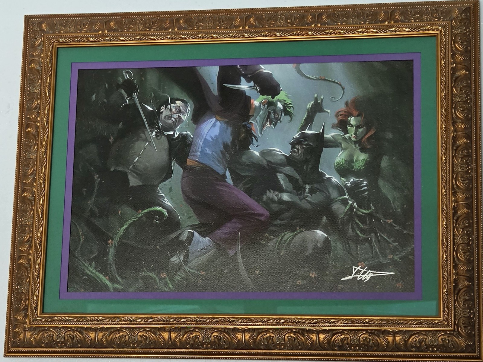 *RARE* SIGNED & FRAMED LITHO Gabrielle Dell Otto Batman Vs. Villians 24×32 COA +