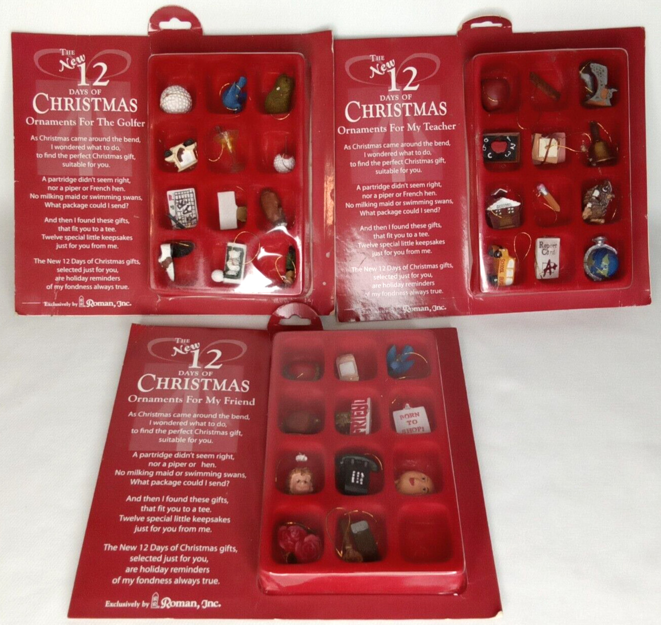 Vintage 1990s Roman Inc Miniature Christmas Ornament With Original Box Set Of 33