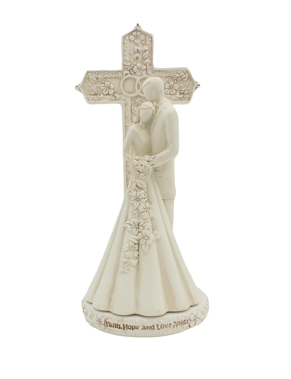 OLIKIUS CB Avalon Gallery 6.9-inch Couple with Cross and Wedding Rings 2-Piece
