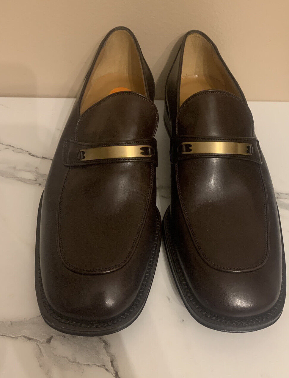 Bally Mens Orvieto Chocolate Leather Loafers Shoes US 8.5 New $295