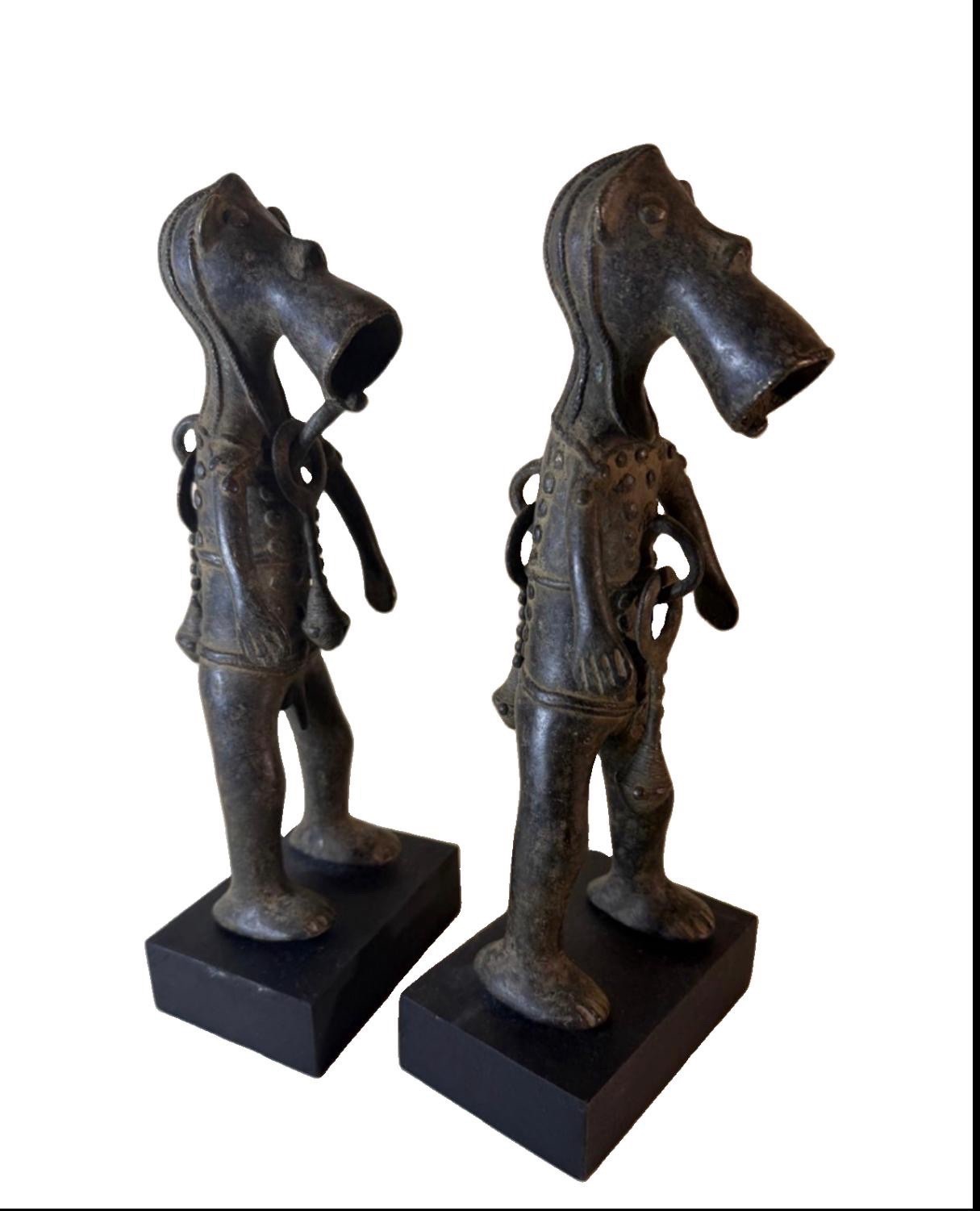 Vintage African Pair Of Manbila Bronze Cameroon