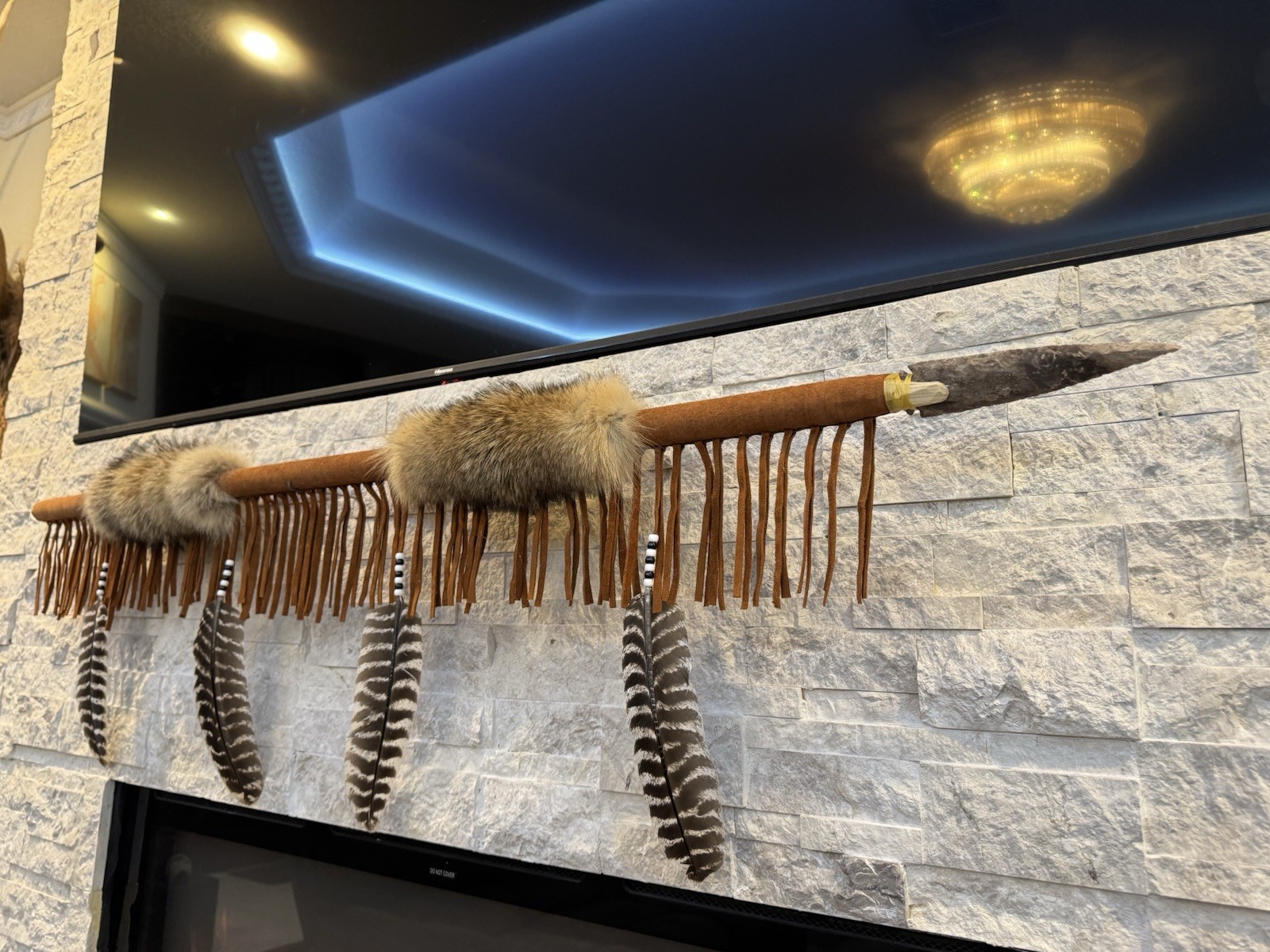 Hand Made Native American Indian Cherokee Coyote Spear By Enrolled Member 60”