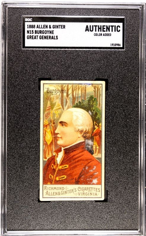 1888 Allen & Ginter Great Generals (N15) Card General Burgoyne SGC Authentic 1888 Allen & Ginter Great Generals (N15) Card General Burgoyne SGC Authentic