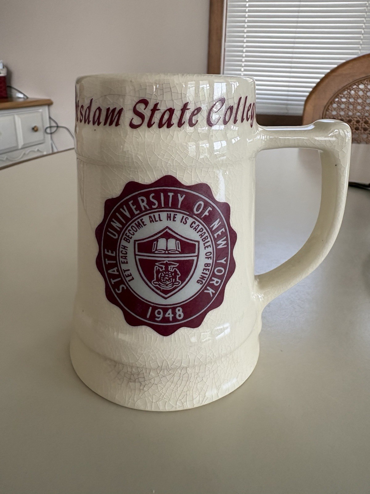 Vintage Potsdam State College Ceramic Stein