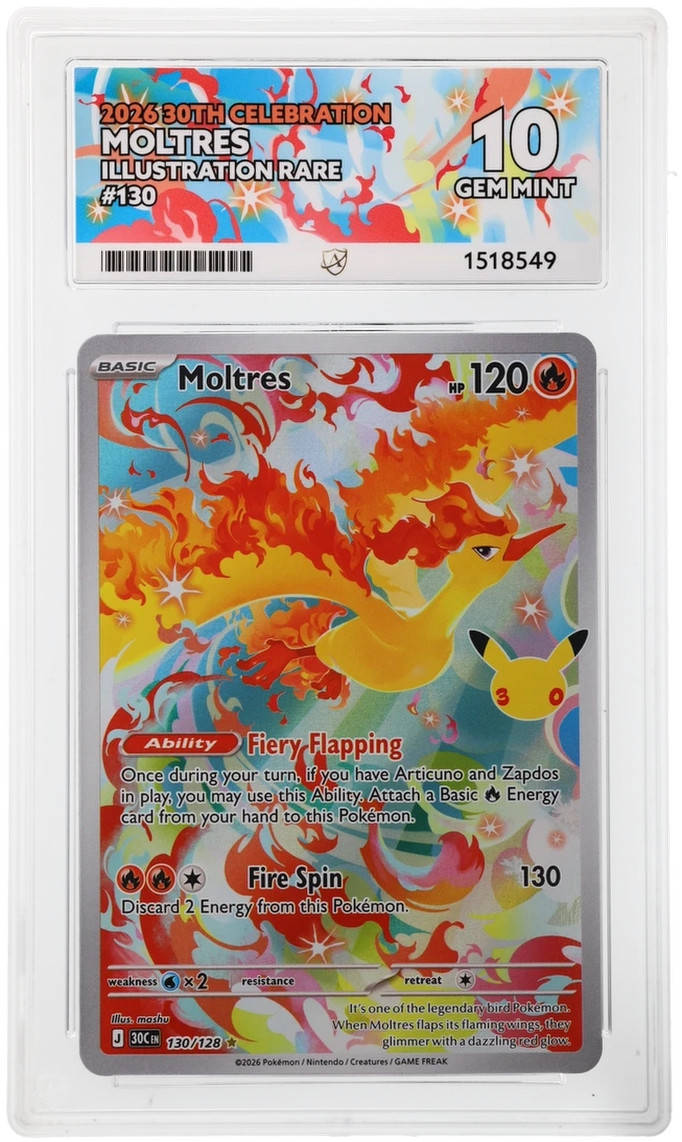 ACE 10 Moltres 130/128 30th Celebration Gem Mint Pokemon