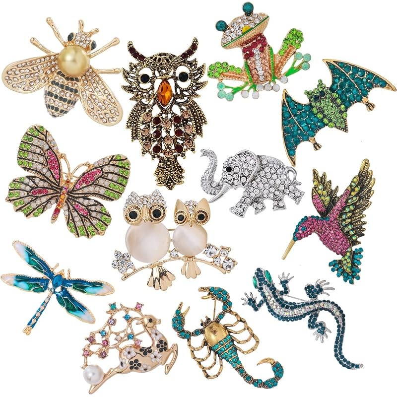 6Pcs Dragonfly Butterfly Bee Insect Lapel Brooch Pin Set for Daily Decoration