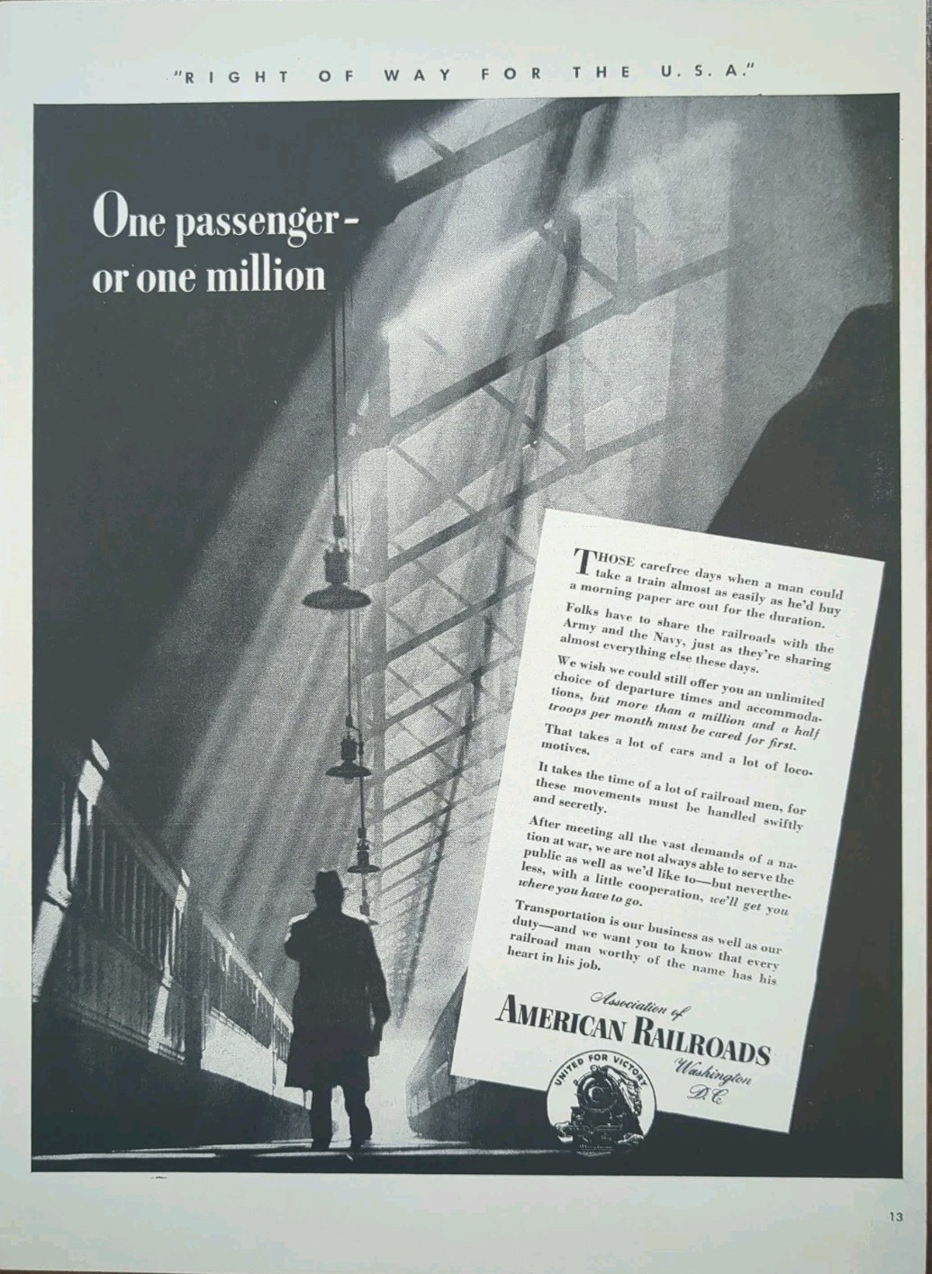 1943 Vintage American Railroads Morning Commute Print And Black & White