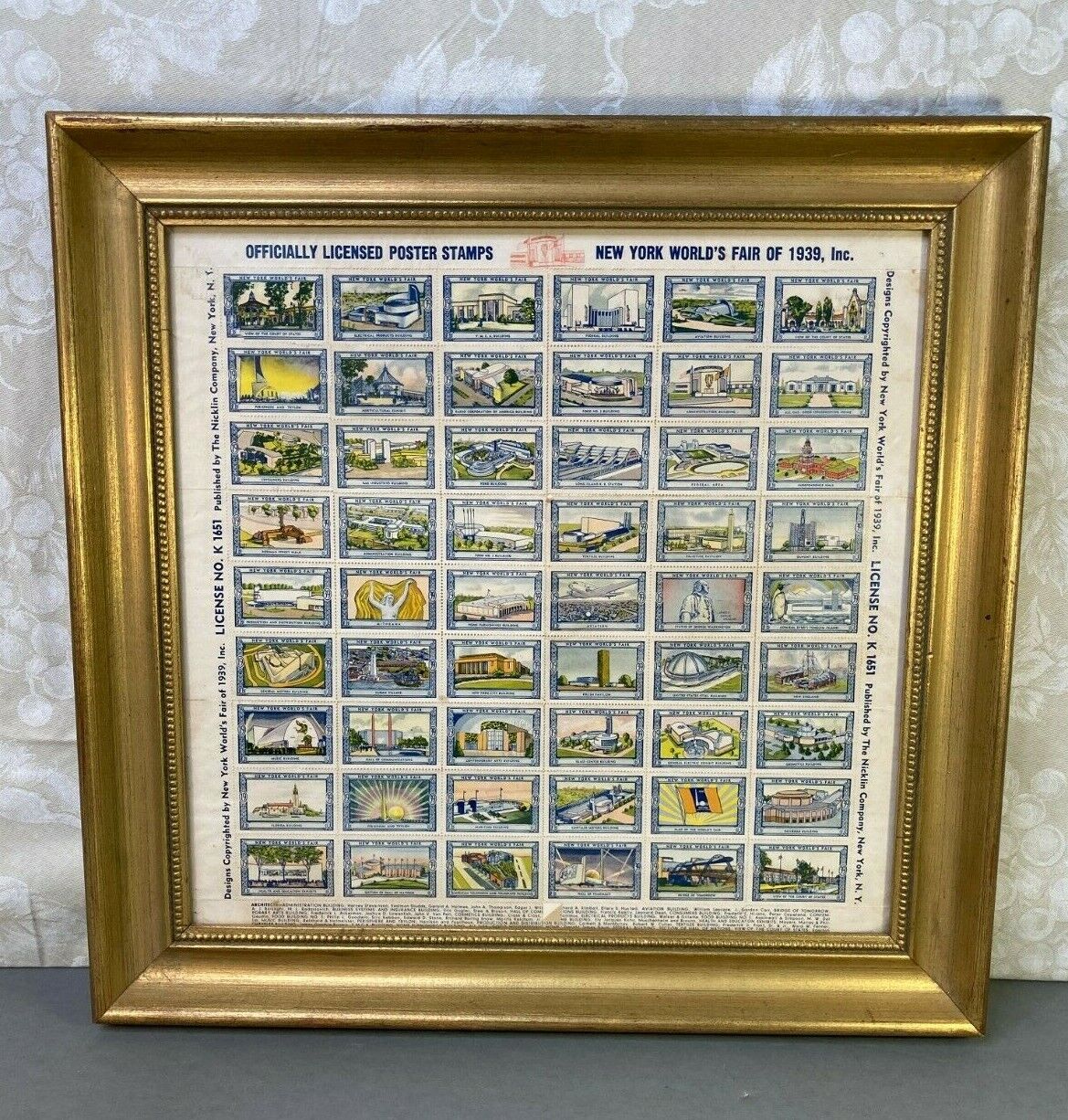 New York World\'s Fair 1939  Sheet of Stamps from Event Framed 
