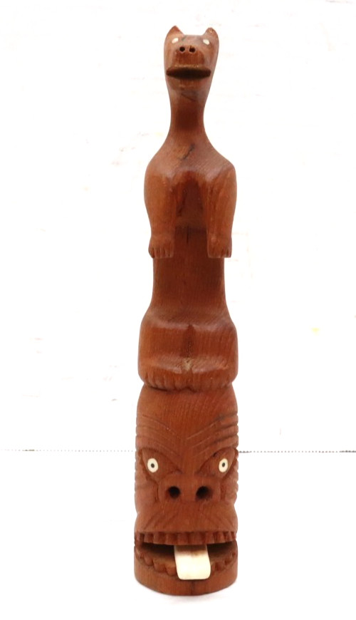 ATQ Northwest Coast Native American Hand Carved Wood Totem Pole 8.75\