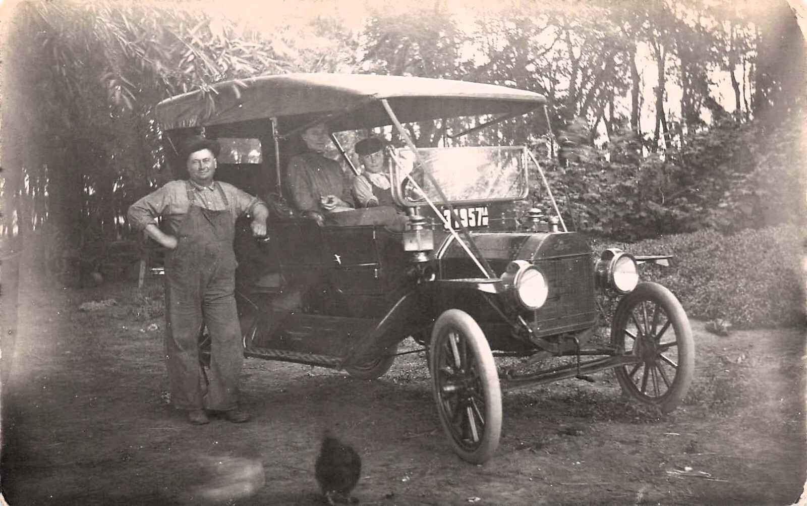 RPPC Ford Model T w/ License Plate Theresa Brick Estate Find Photo Postcard G40