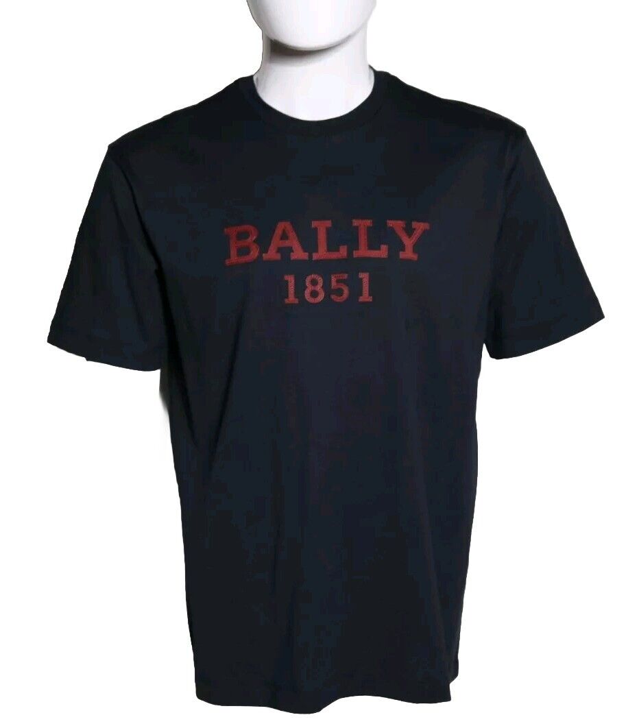 BALLY MEN\'S BALLY 1851 EMBROIDED LOGO T-SHIRT INK MFBA750F MED US-38 New 