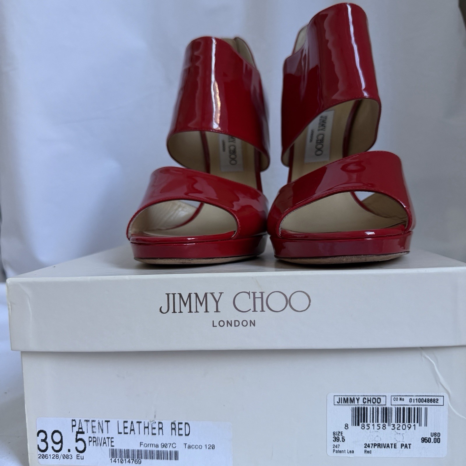 Archival Jimmy Choo 24:7 Cosmic Red Patent Platform Pumps Heels Size 39.5 Box