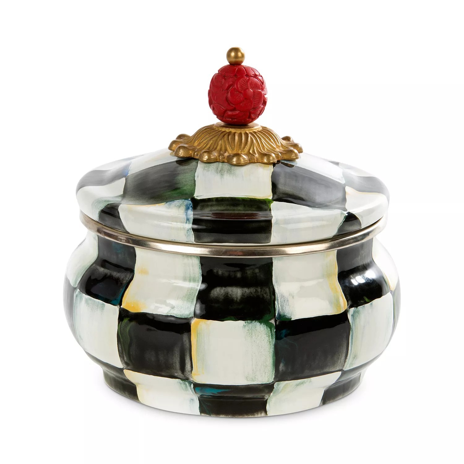 MacKenzie-Childs Courtly Check Enamel Squashed Pot