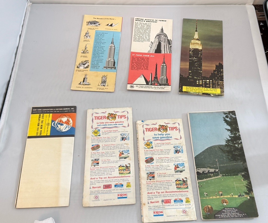 1975-76 NYC Travel Brochure Lot Empire State Building Exxon New York Maps Vtg