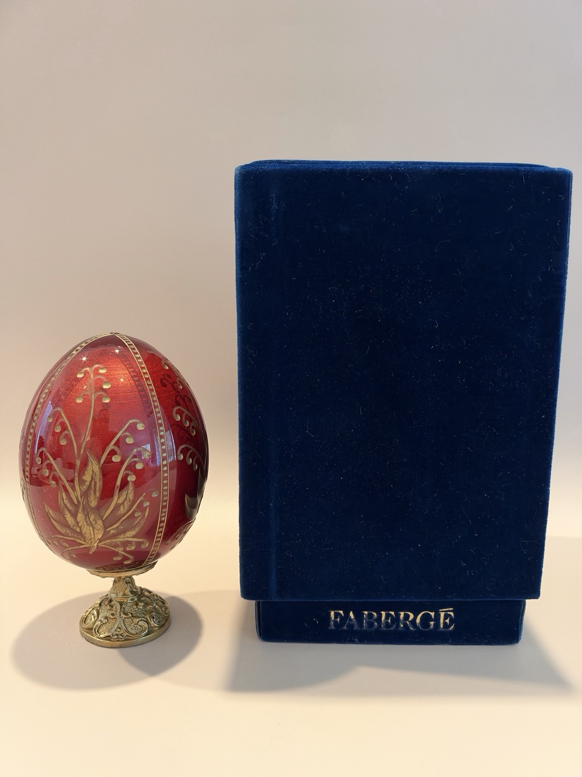 Vintage Fabergé Cranberry/Ruby Decorative Egg with Box