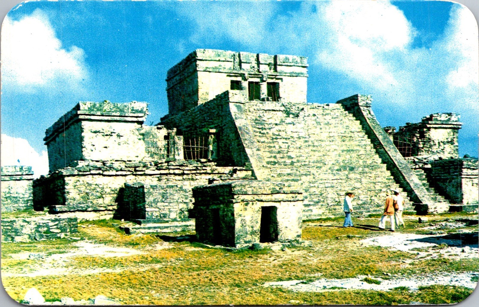 El Castillo Castle Tulum Quintana Roo Mexico Ancient Ruins Vintage Postcard