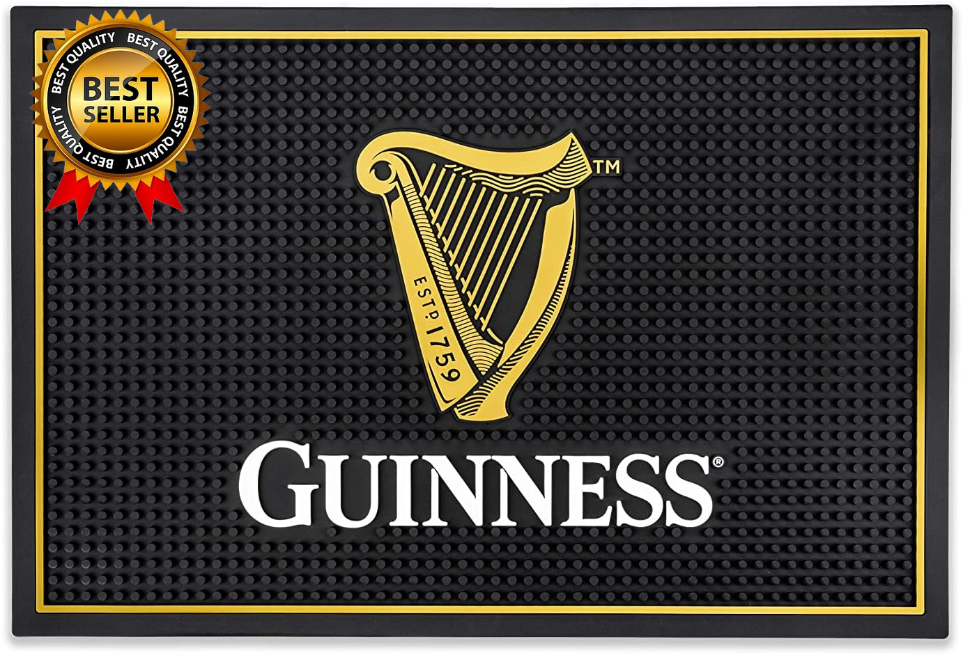 Guinness Bar and Spill Mat for Countertops | Irish Rubber Bar Mat for Drips with