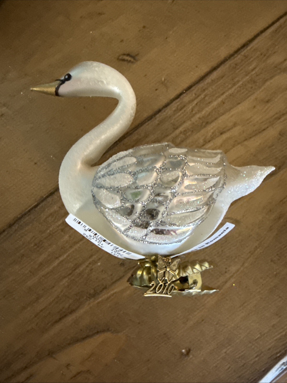 Neiman Marcus Christmas Ornament Swan 2010 Clip On