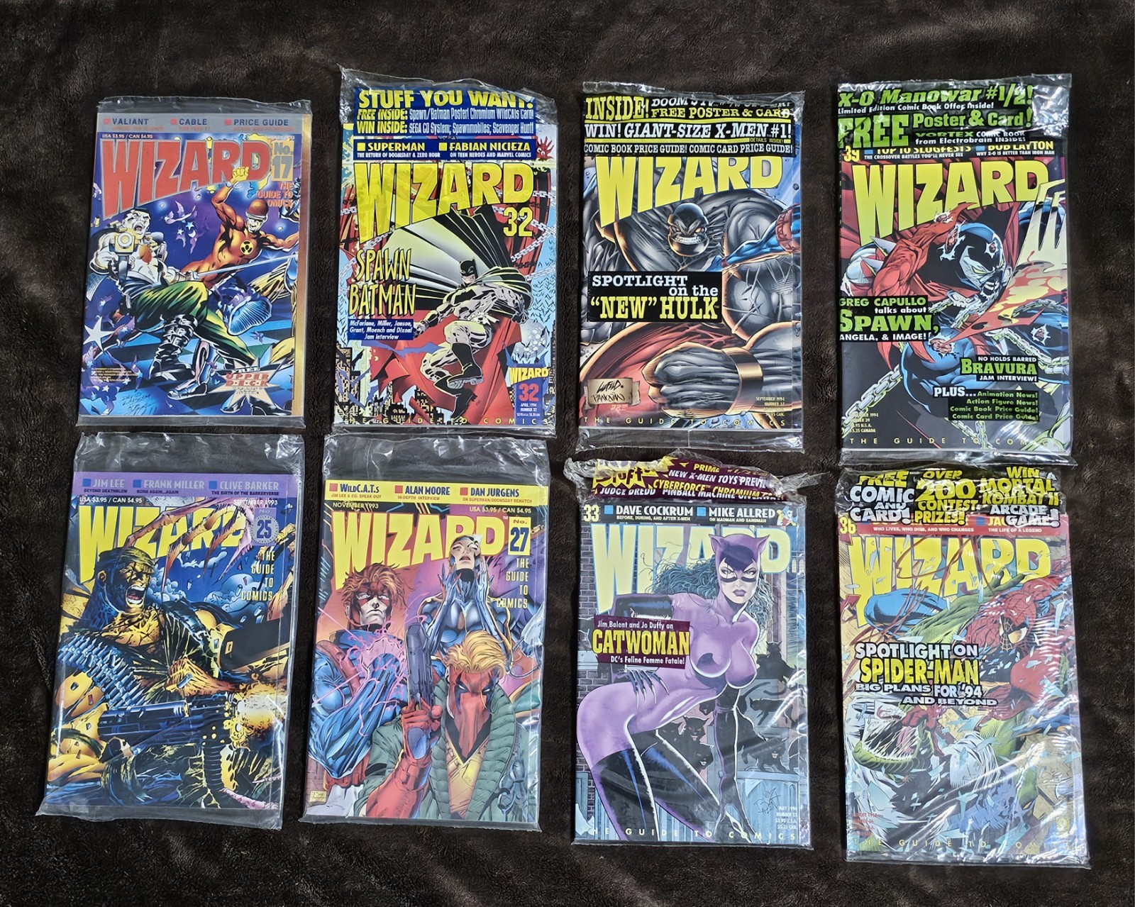 Wizard Comics Magazines Lot Of 8 Mixed Years 92-94 Catwoman Spiderman Hulk