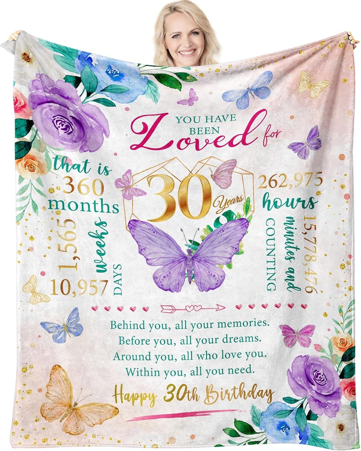 30th Birthday Gifts for Her, 30 Year Old Birthday Gifts for Women Blanket 60\