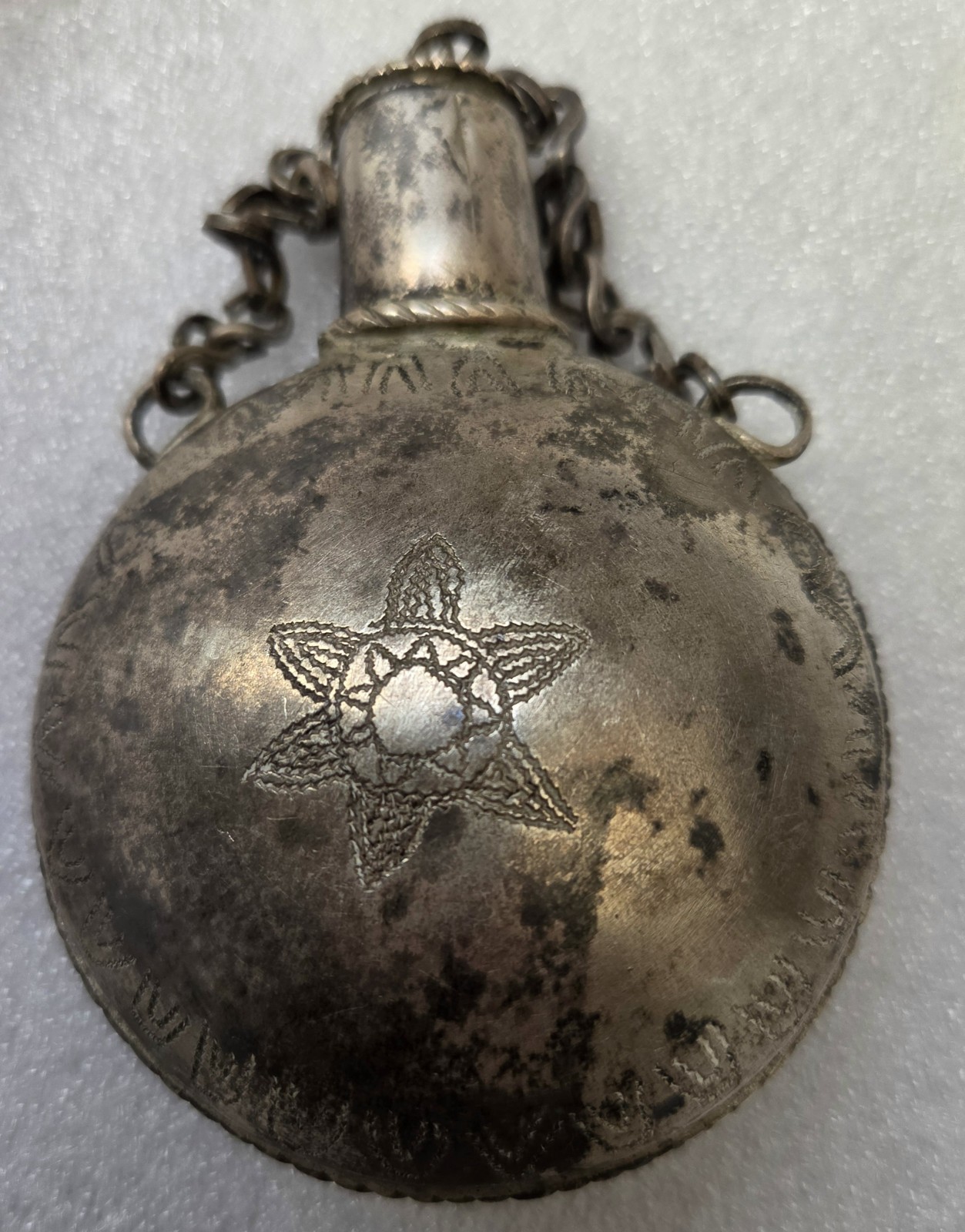 Early 20th Century Navajo  Silver Tobacco Canteen.
