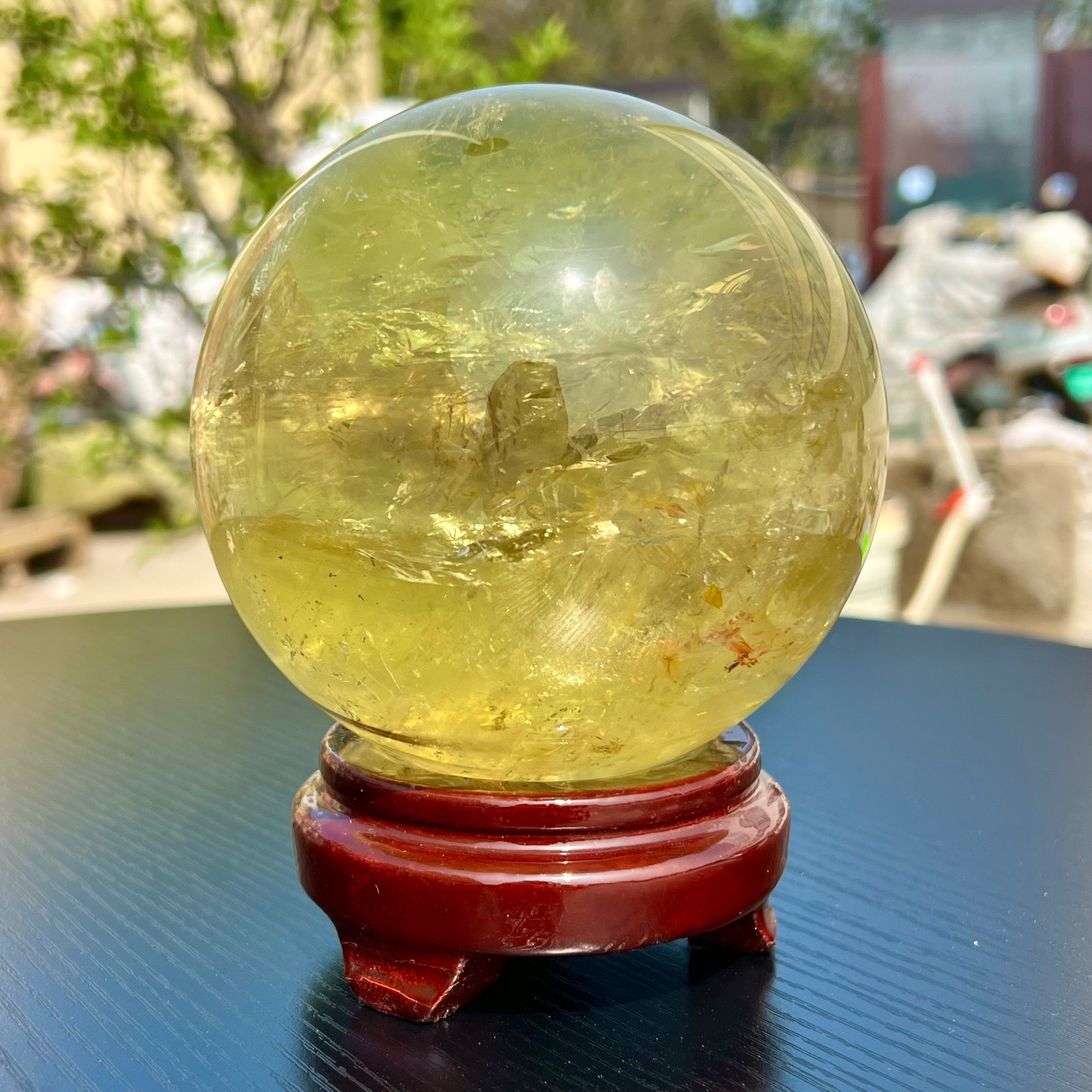 5LB Top Natural Citrine Sphere Quartz Crystals Reiki Ball Gems Decorate Gift