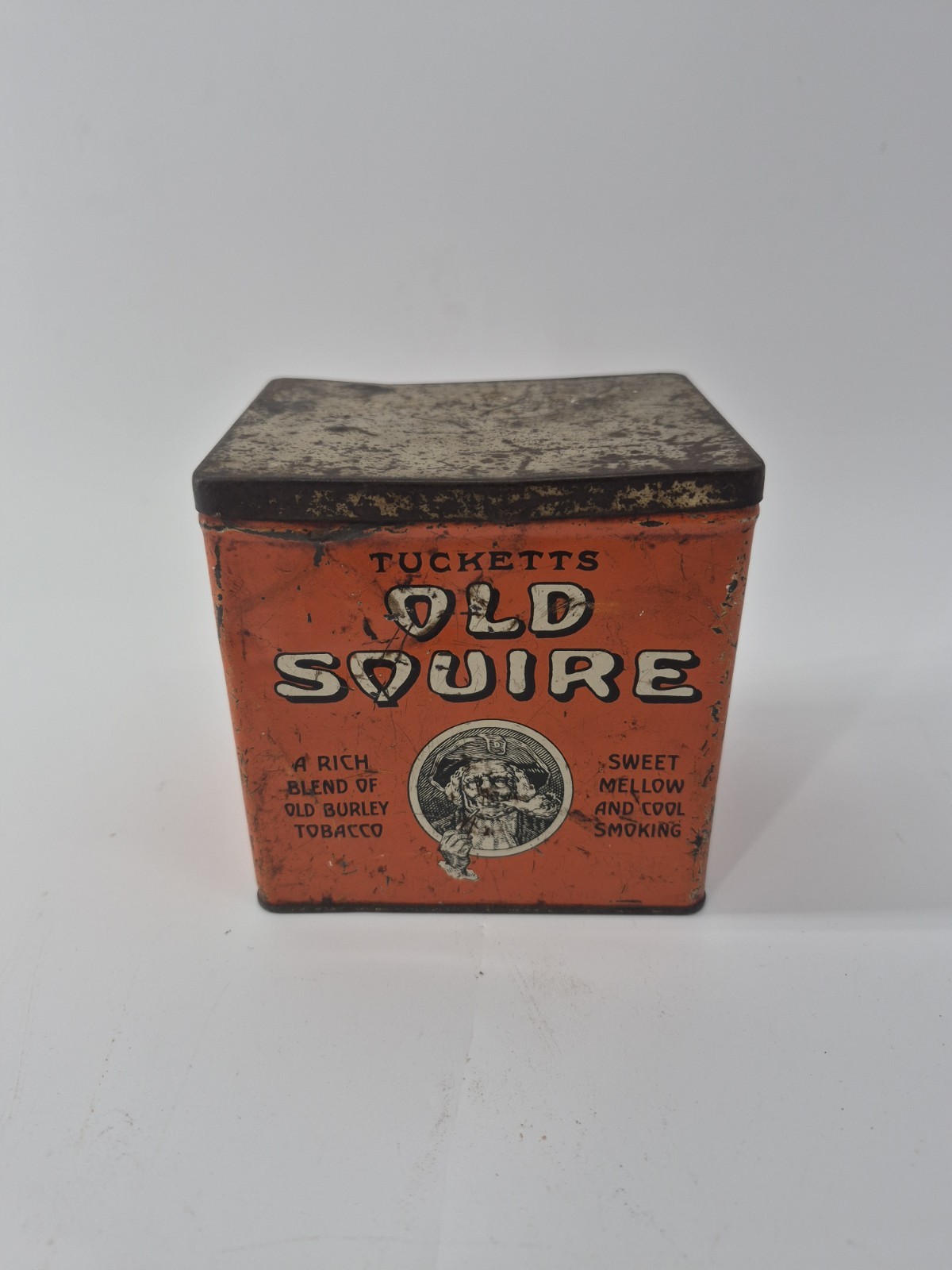 Vintage Tuckett’s Old Squire Tobacco Tin Canada Advertising EMPTY Orange