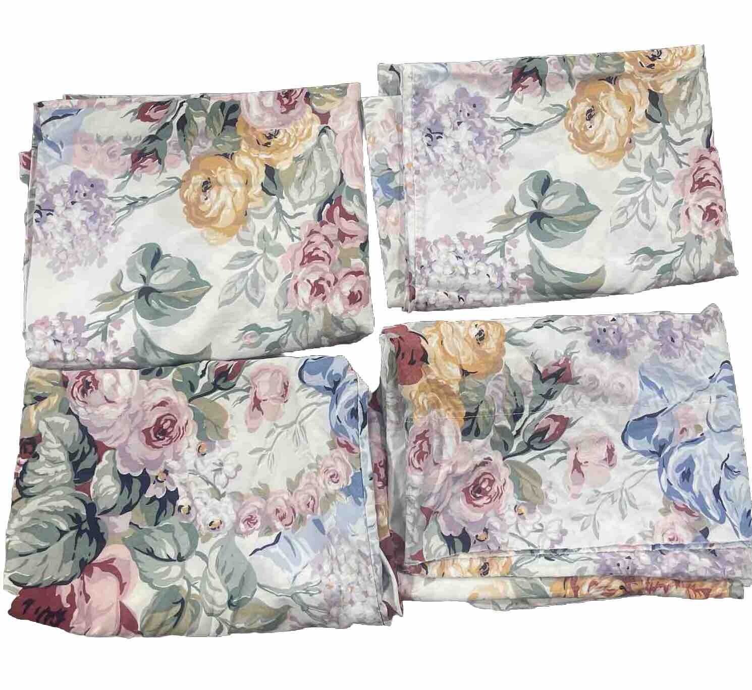 Lot 4 Vintage Ralph Lauren Standard Pillow Case Allison Pattern Floral ~ Flaws