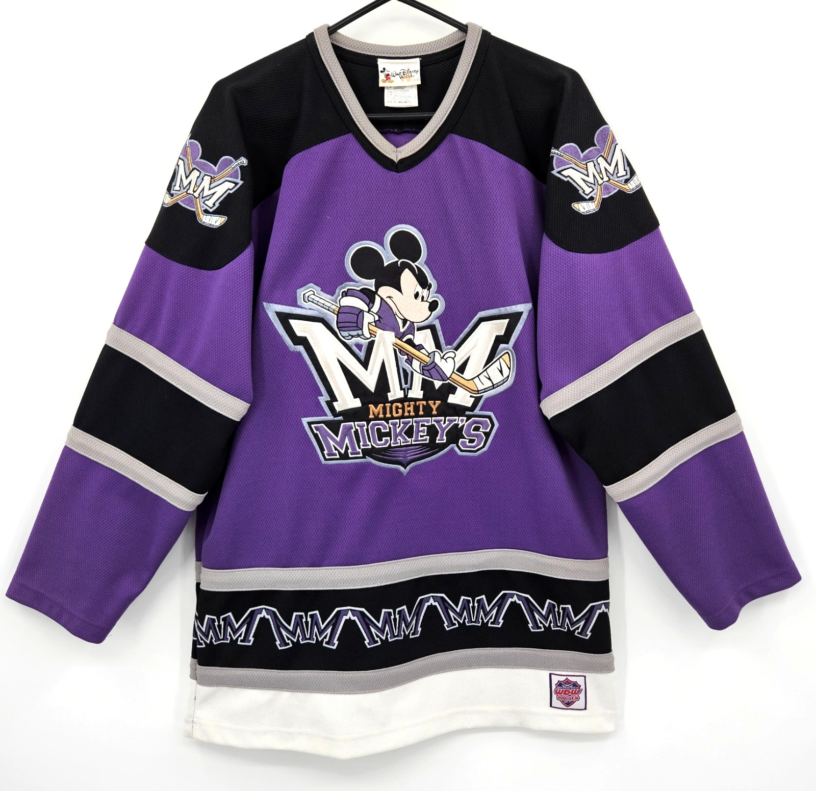 Vintage Disney World Mighty Mickeys #28 Hockey Jersey Purple Black Adult Small
