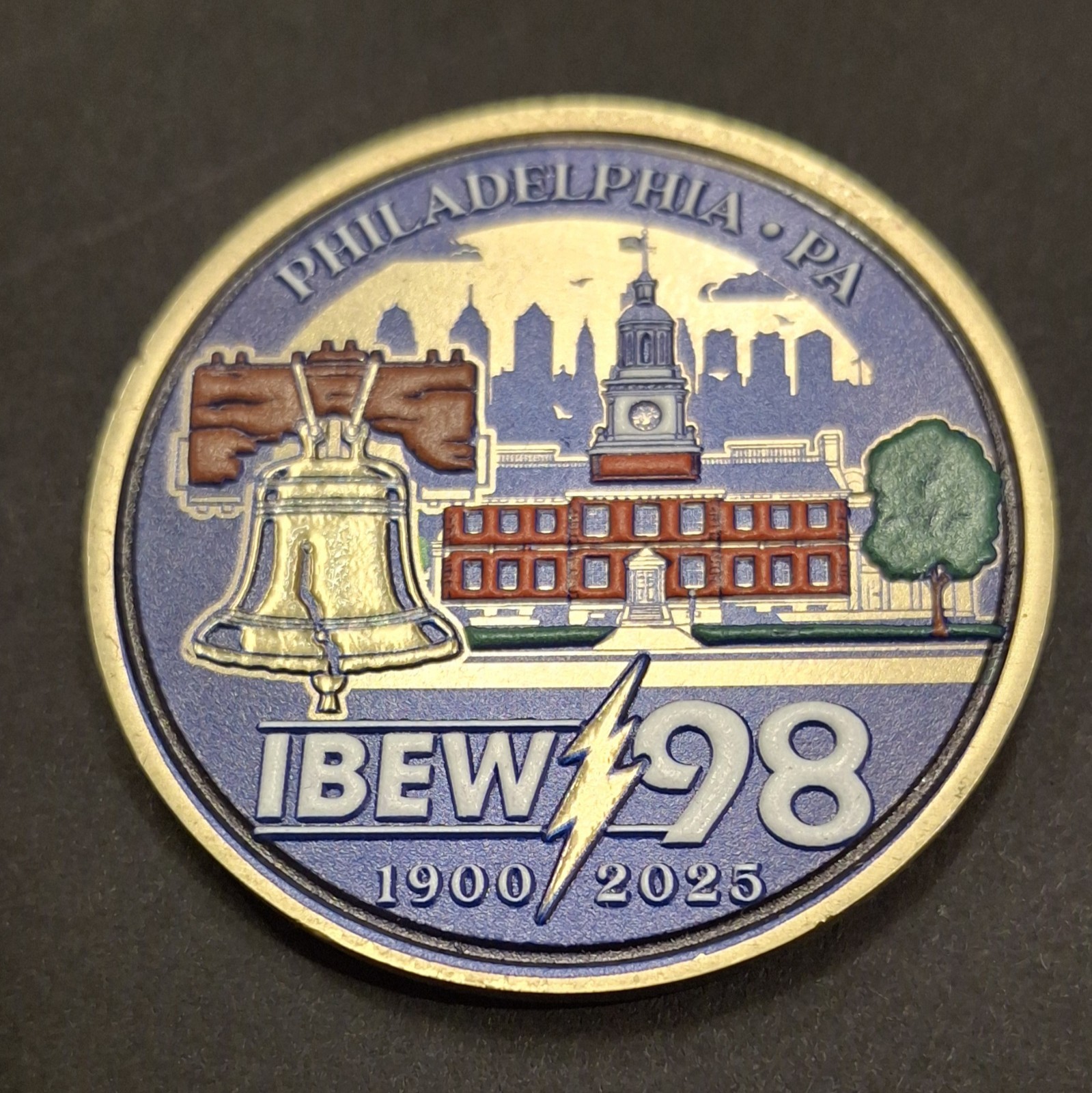 IBEW Local 98 Philadelphia 125th Anniversary Challenge Coin 2025 1.75\