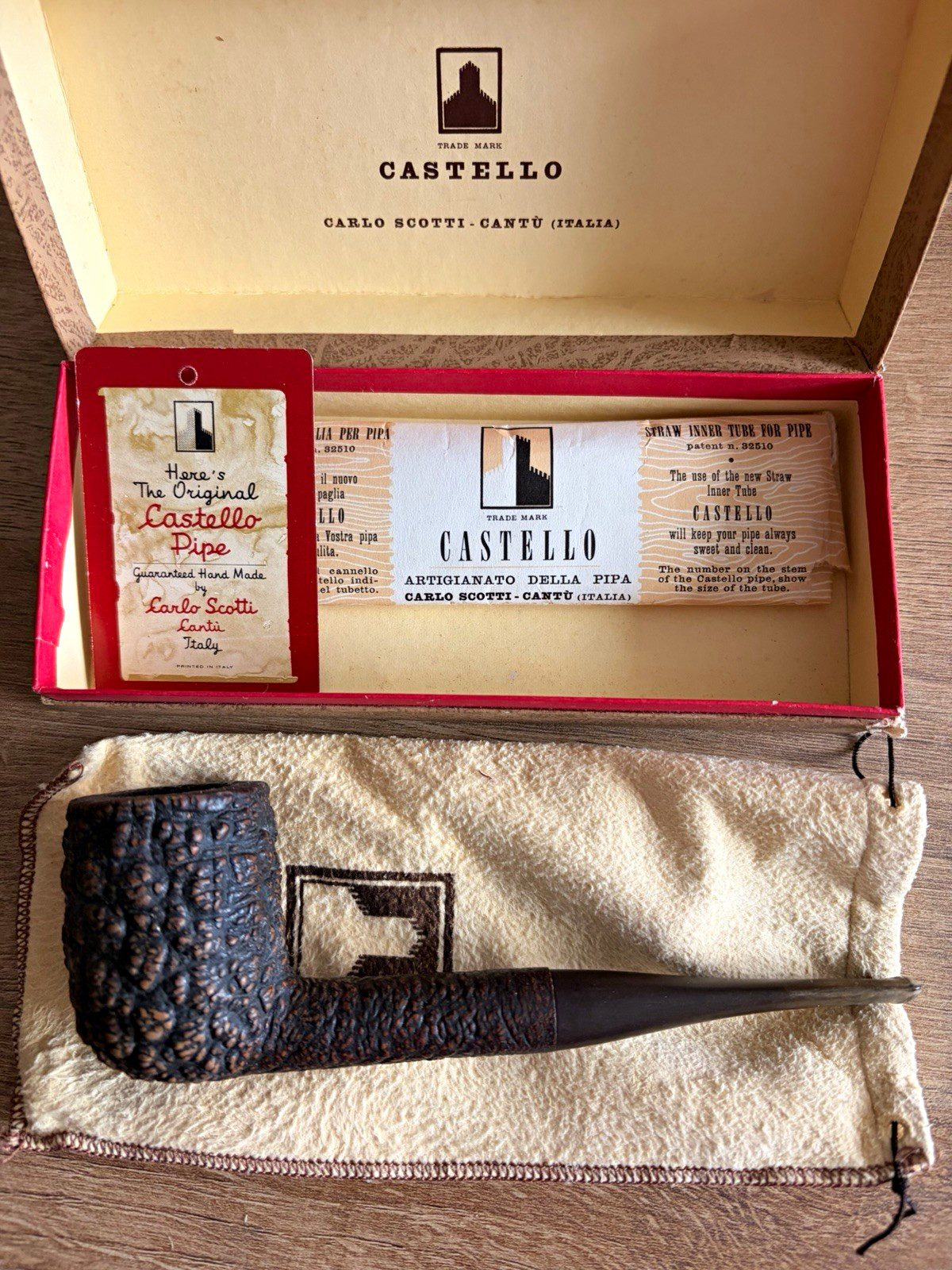 Vintage Savinelli Capri 111 Billiard Pipe Italy W/ Matched Castello SS15 Box S