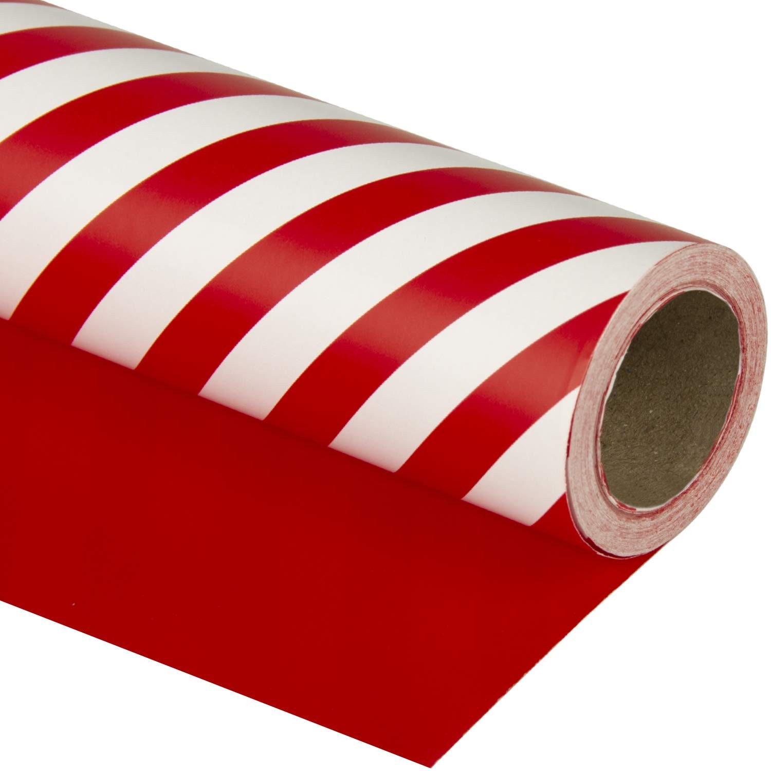 WRAPAHOLIC 30 Inch Reversible Wrapping Paper - Red and Stripes - 30 inch x 33
