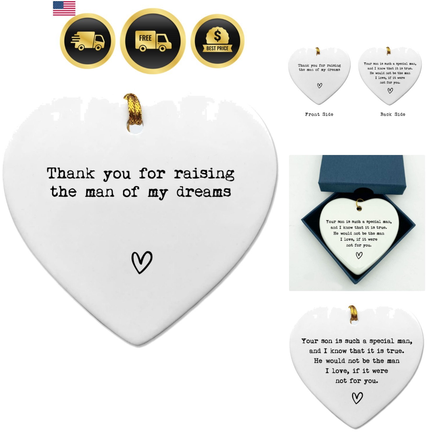 “Thank You for Raising The Man of My Dreams” Ceramic Heart Keepsake, Sentimental