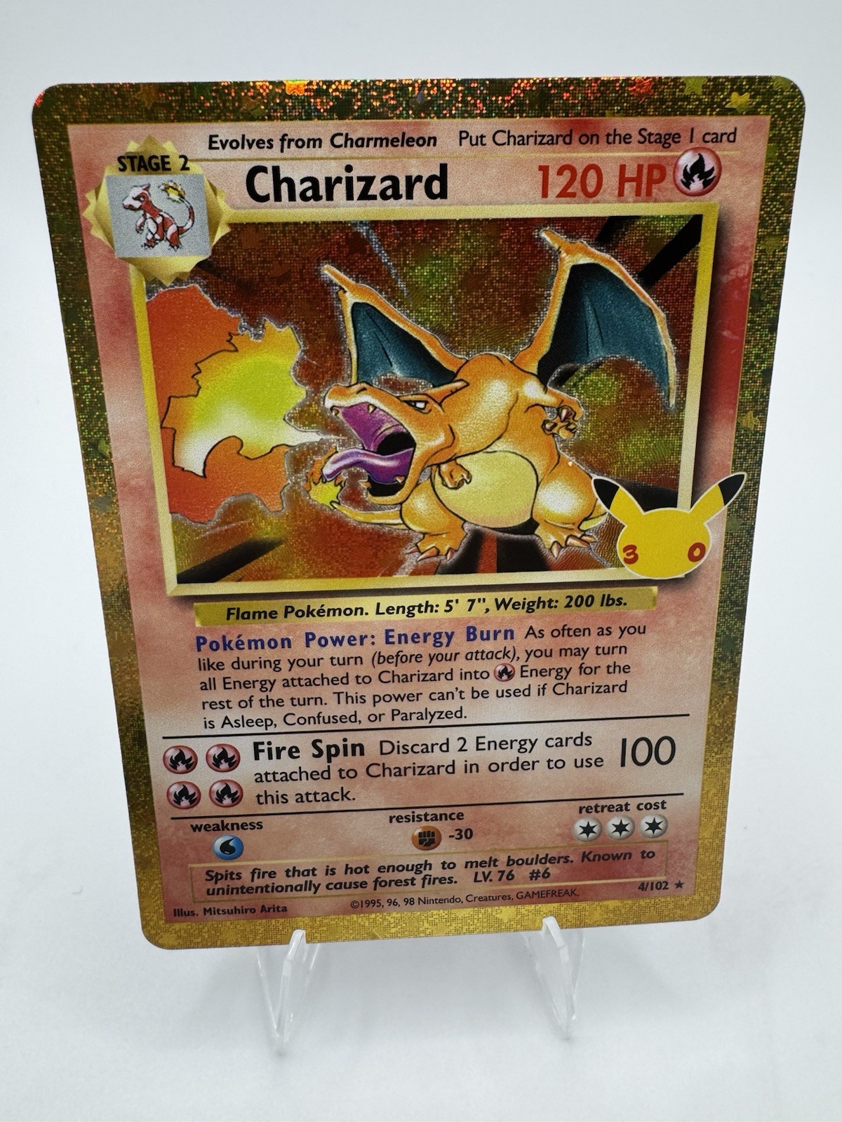 CHARIZARD Pokemon 30th Anniversary 4/102 Gold Anniversary SP