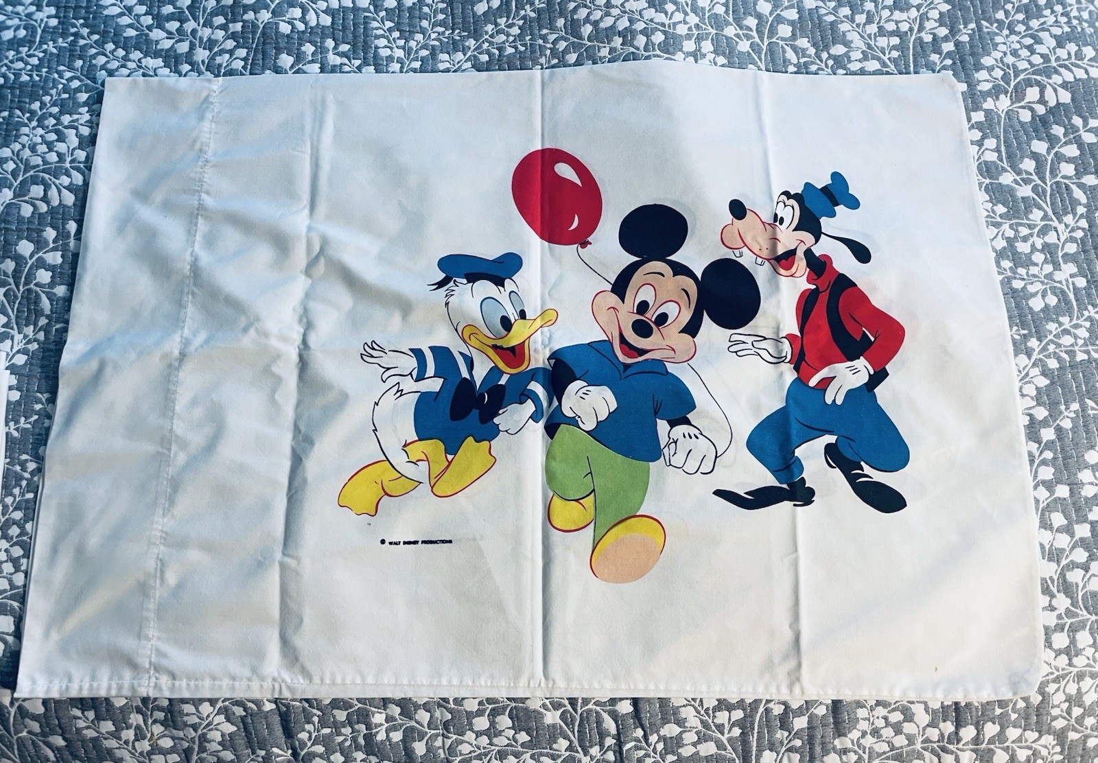 Vint Walt Disney Prod Mickey Mouse Donald Duck Goofy Double Sided Pillow Case