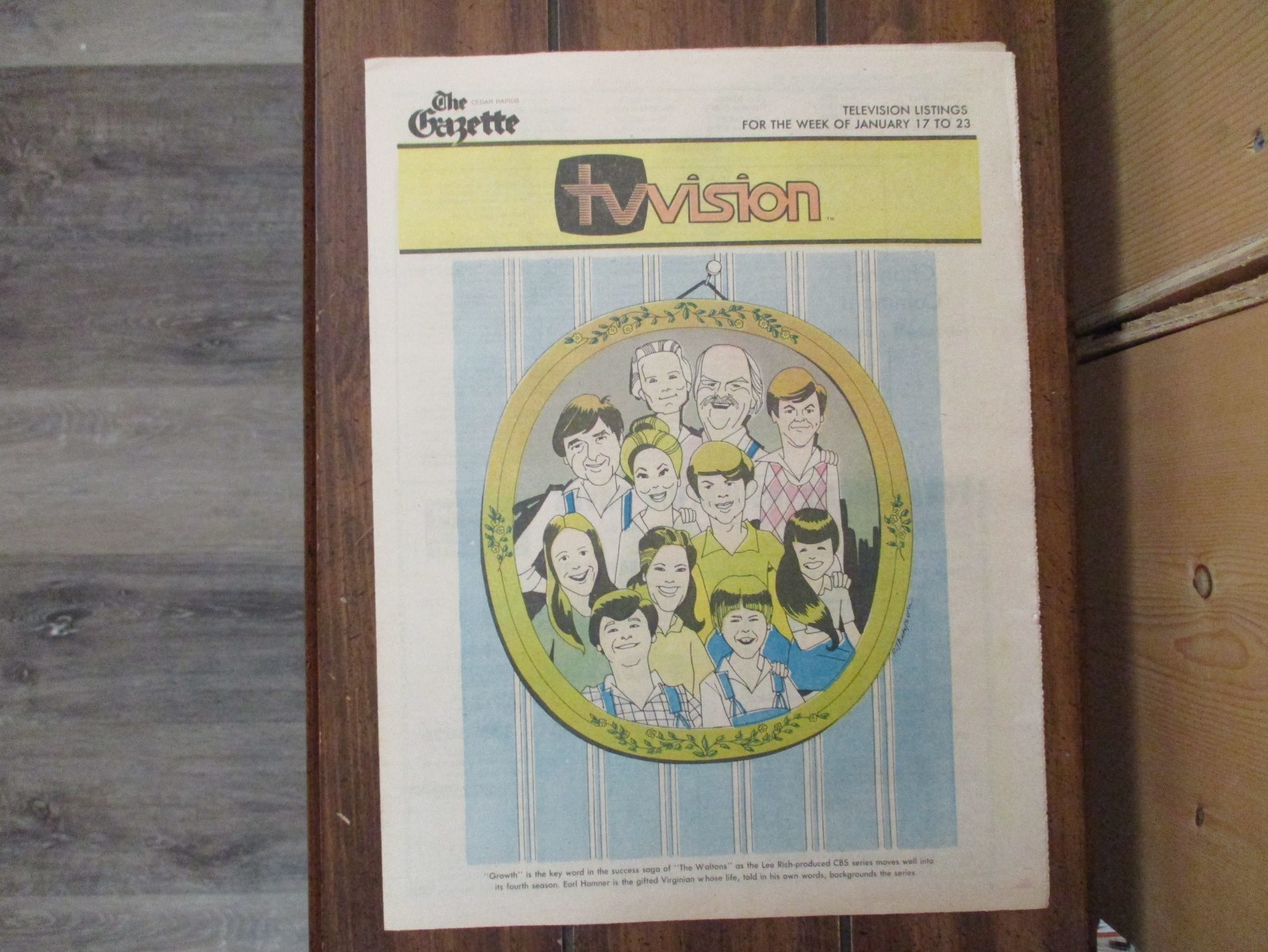 1/1976 Iowa TV Mag(THE WALTONS/MICHAEL LEARNED/RALPH WAITE/WILL GEER/EARL HAMNER